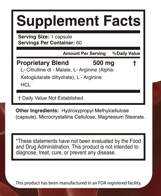 BloodPril Supplement Facts panel: serving size 1 capsule, 60 servings, proprietary blend 500 mg